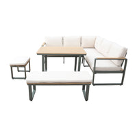 Set di mobili da giardino a 8 posti in legno di acacia e alluminio,