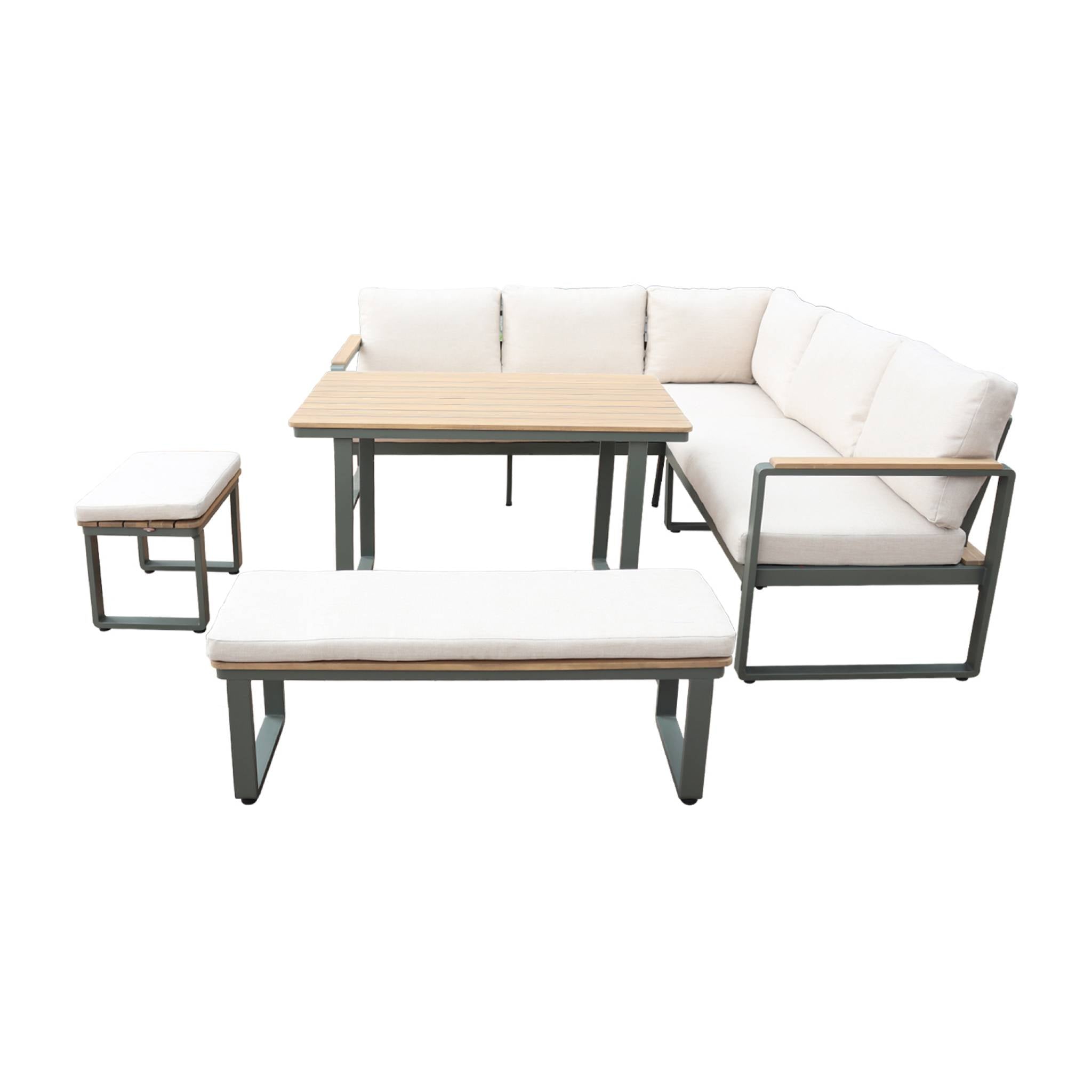 Set di mobili da giardino a 8 posti in legno di acacia e alluminio,