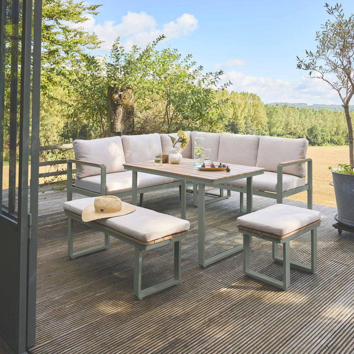 Set di mobili da giardino a 8 posti in legno di acacia e alluminio,