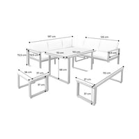 Set di mobili da giardino a 8 posti in legno di acacia e alluminio,