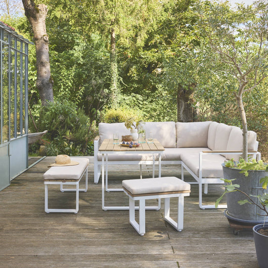 Set di mobili da giardino a 8 posti in legno di acacia e alluminio,