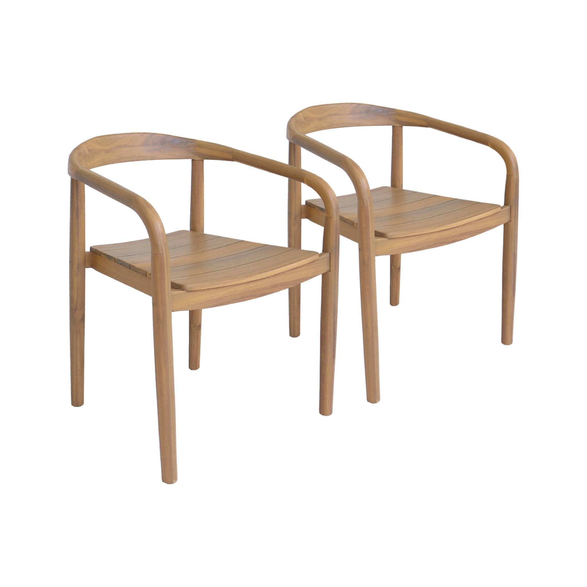 Set 2 sedie da giardino in legno di acacia, teak