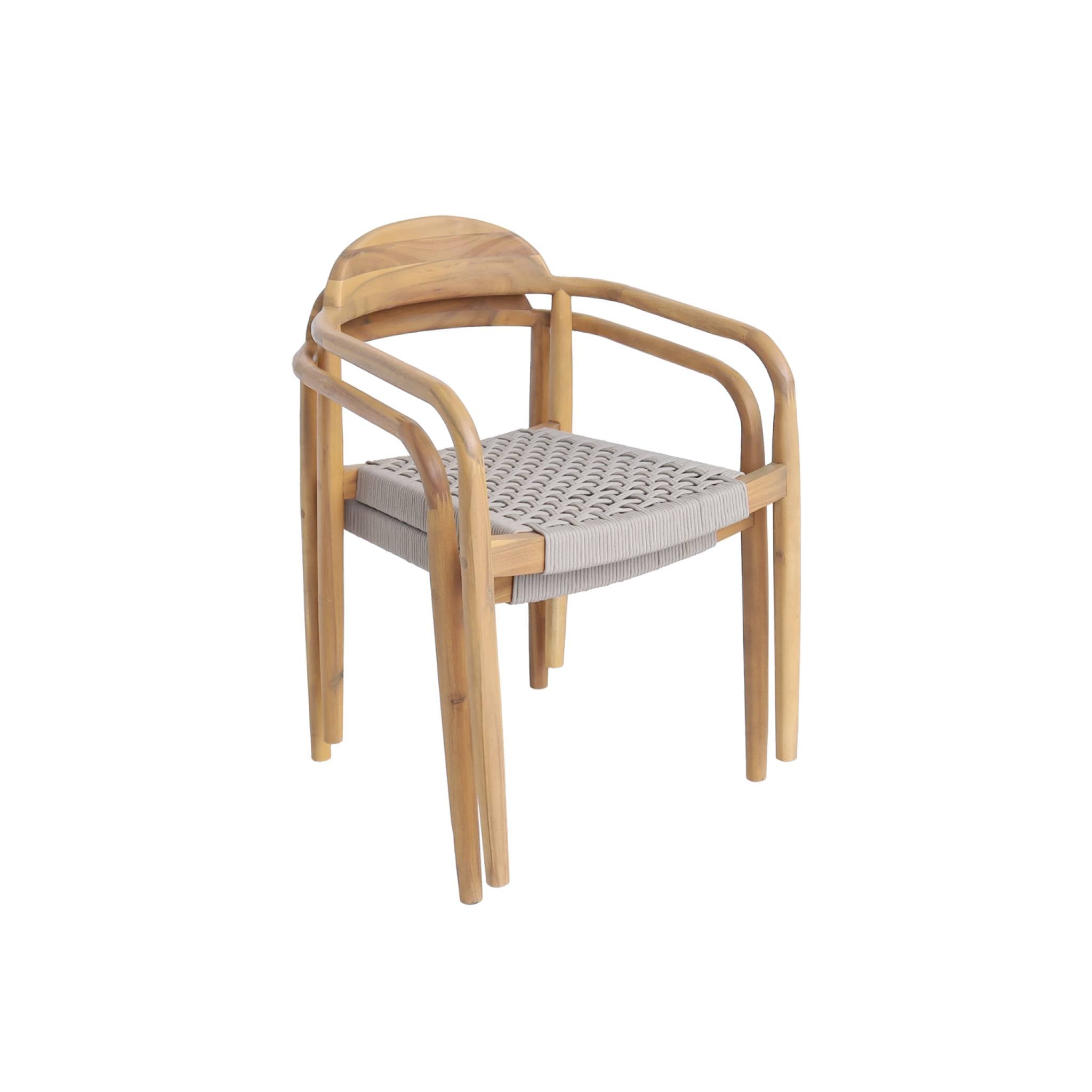 Set di 2 poltrone in legno di acacia, seduta beige in resina | sweeek