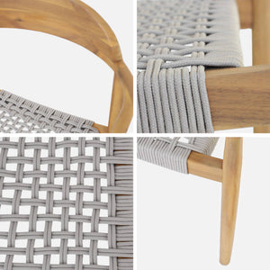 Set di 2 poltrone in legno di acacia, seduta beige in resina | sweeek