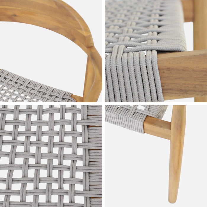 Set di 2 poltrone in legno di acacia, seduta beige in resina | sweeek