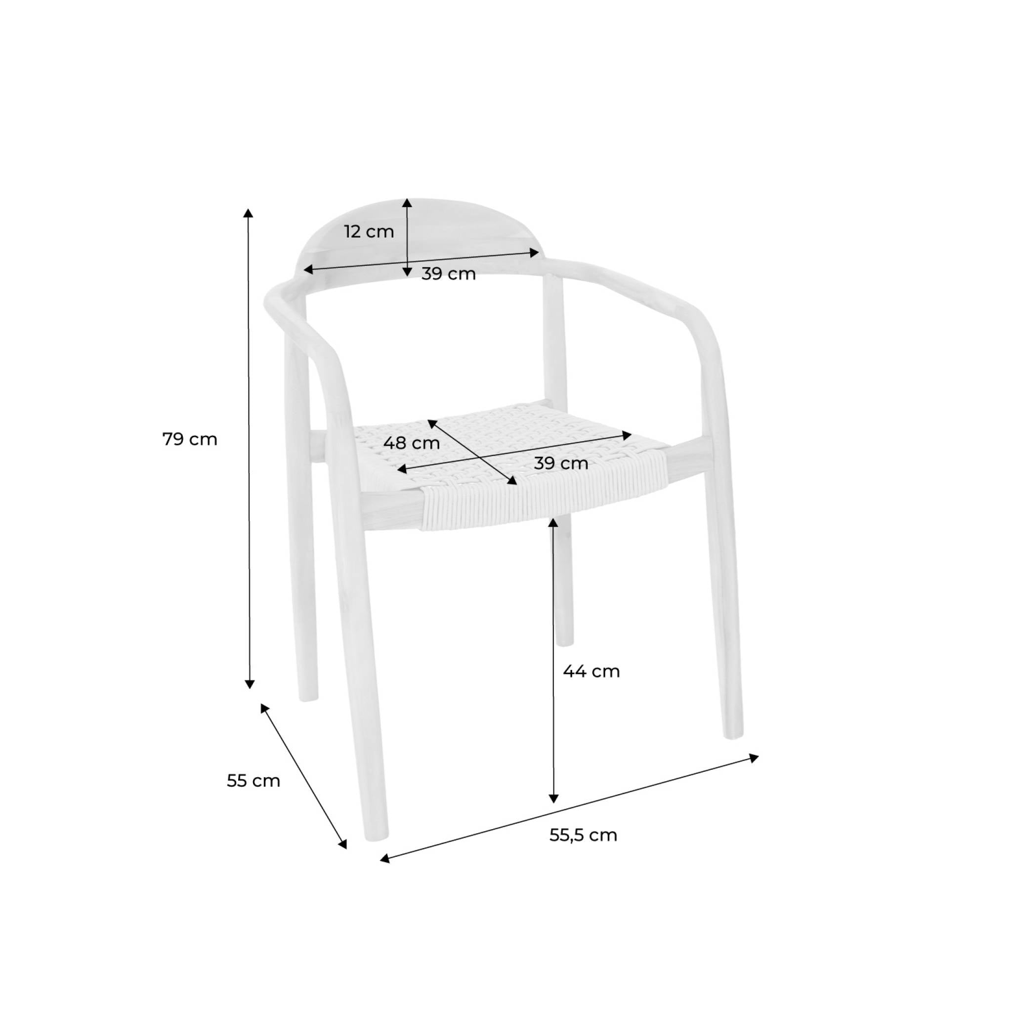 Set di 2 poltrone in legno di acacia, seduta beige in resina | sweeek