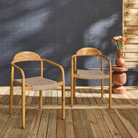 Set di 2 poltrone in legno di acacia, seduta beige in resina | sweeek