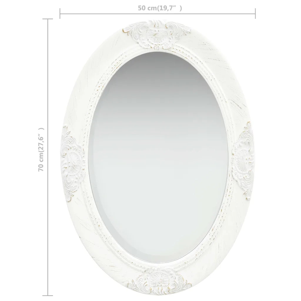 Specchio da Parete Stile Barocco 50x70 cm Bianco 320352