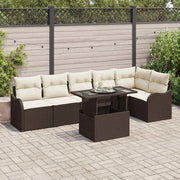 Set Divano da Giardino 7 pcs Marrone Rattan in Polipropilene 3357211
