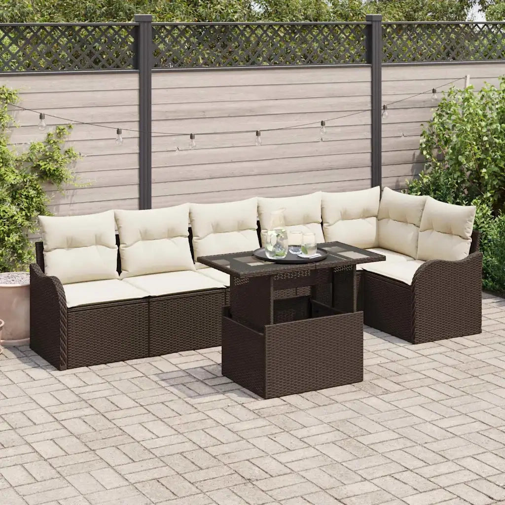 Set Divano da Giardino 7 pcs Marrone Rattan in Polipropilene 3357211