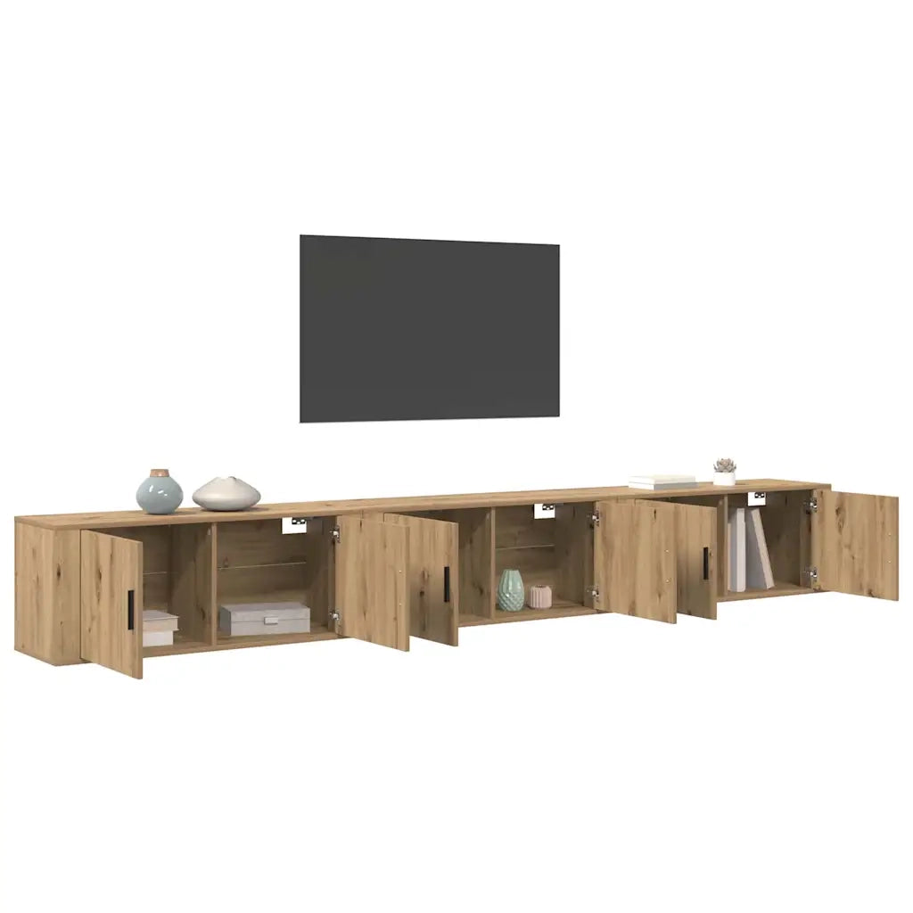 Set Mobile TV da Parete 3 pz | Armadietto TV | Mobile Porta TV Rovere artigianale