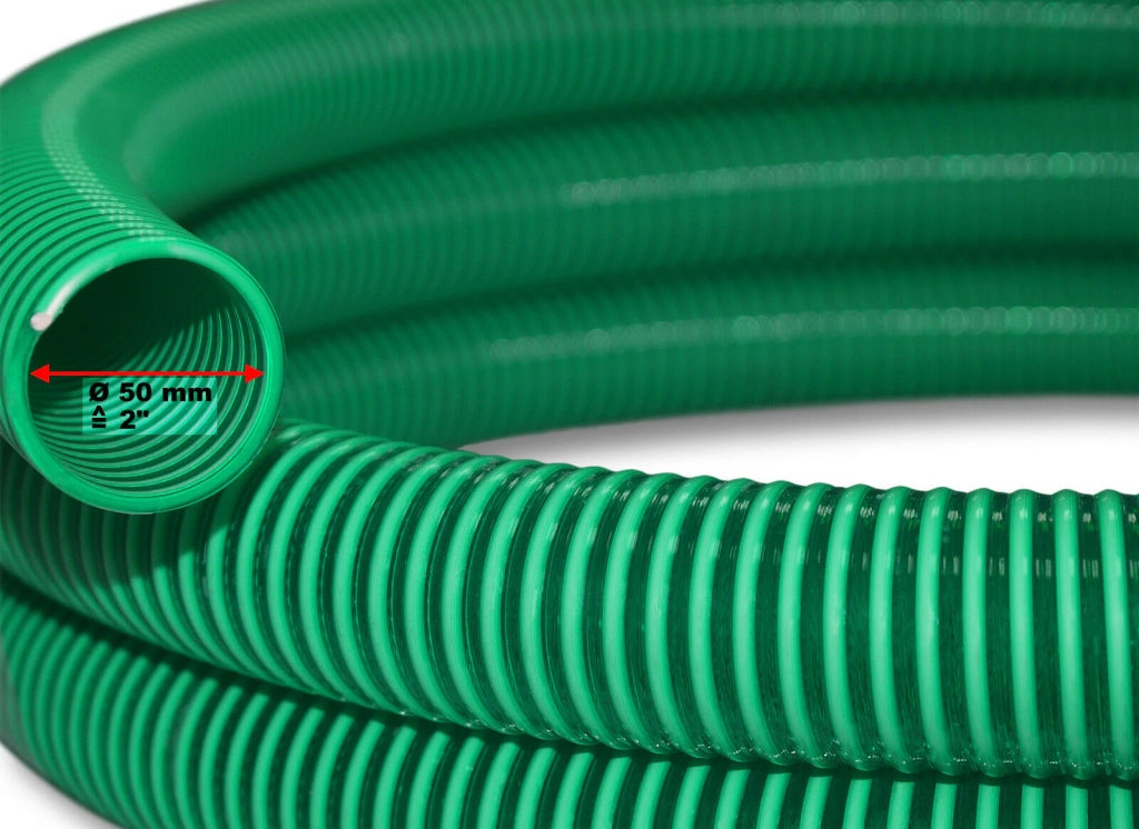 Tubo flessibile di aspirazione a pressione da 25 m diametro 50 mm (2") spirale rinforzata corrugata verde 16_0001579