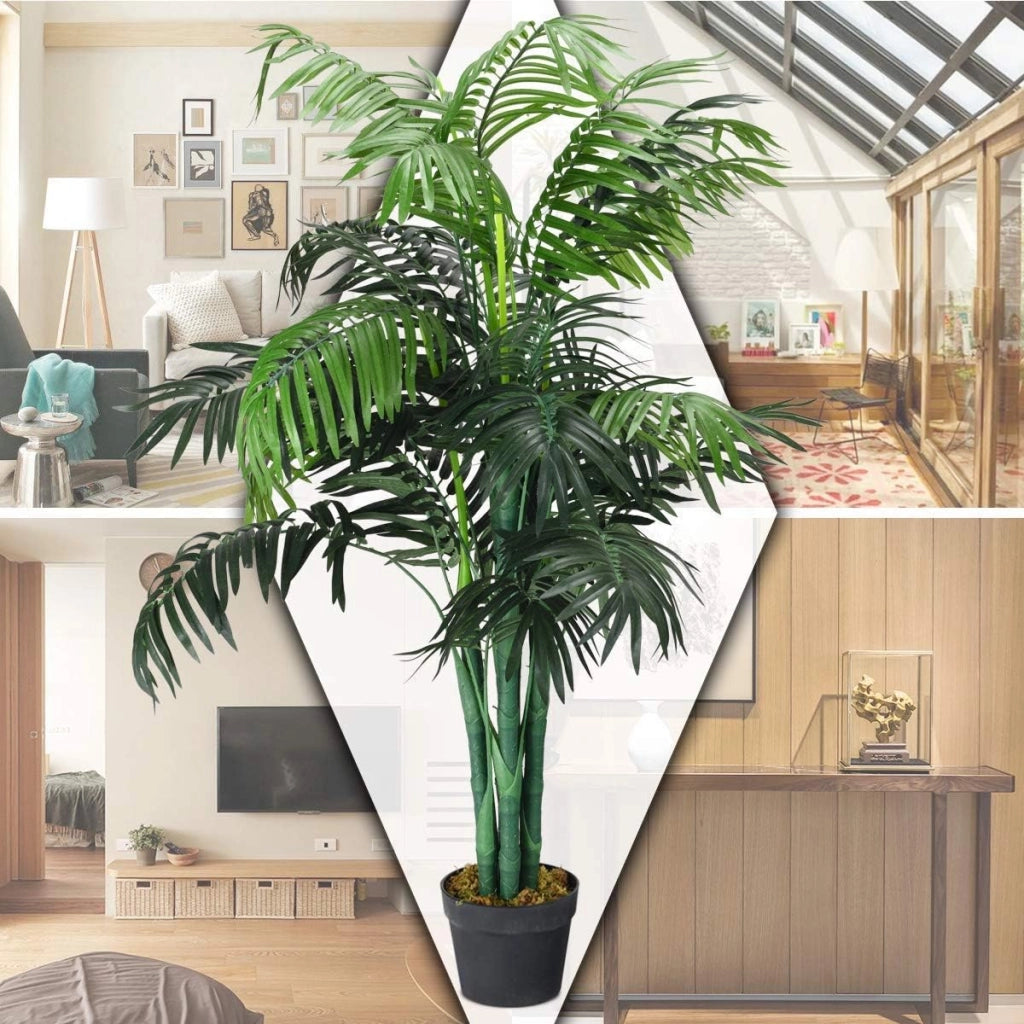 Pianta Finta da Interno da 110 cm, Pianta Artificiale in Vaso Elegante, Albero Artificiale per Salotto, Camera da Letto e Balcone