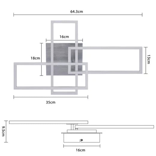 ZMH Lampada da soffitto LED geometrica dimmerabile argento 36W 64CM per casa moderna