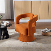 OKWISH Poltrona Girevole a 360 Gradi, Schienale e Braccioli Arrotondati, Seduta Imbottita Ampia, Bouclé, Arancione