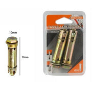 Trade Shop - Set 2 Pezzi Tasselli Tassello Bulloni In Acciaio M10 X 73mm Accessori Minuteria -