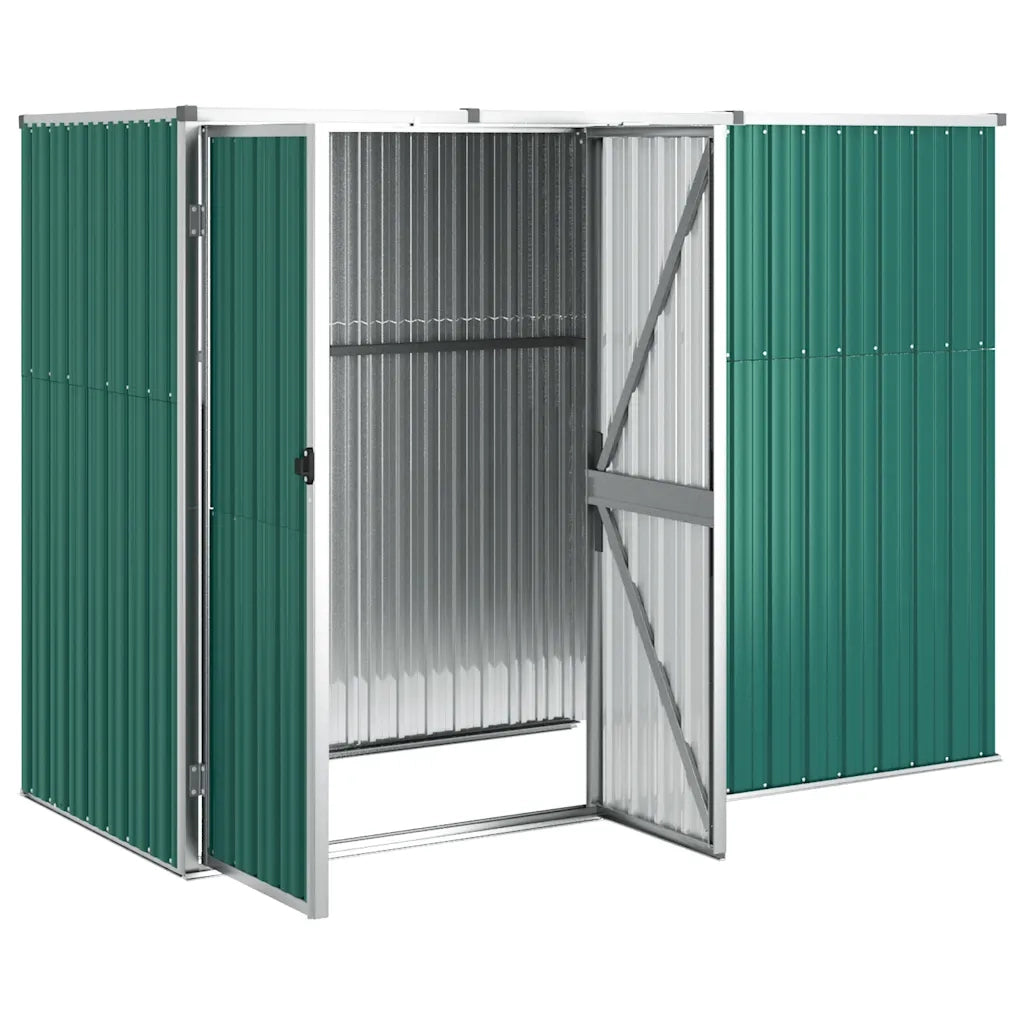 Capanno per Attrezzi-Casetta da Giardino Verde 225x89x161 cm in Acciaio Zincato