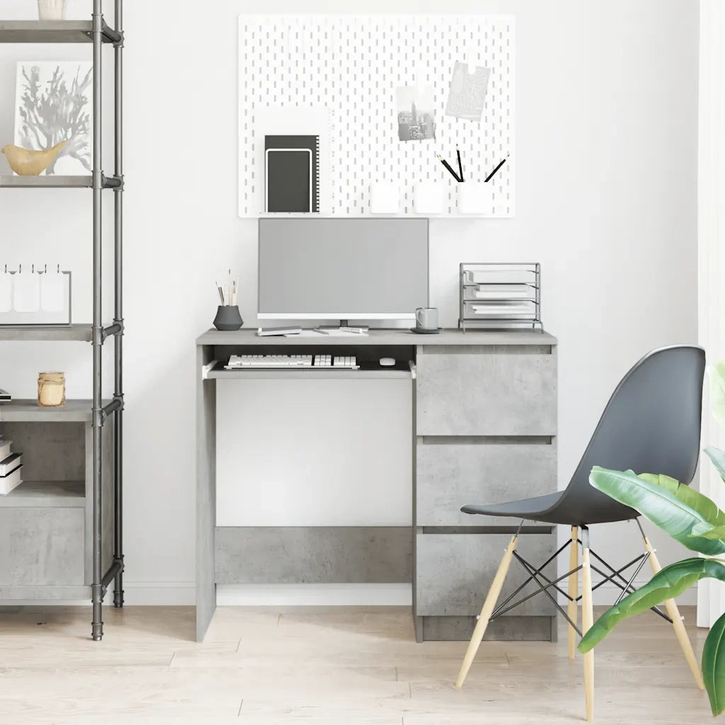 Scrivania Grigio Cemento 90x45x76 cm in Legno Multistrato