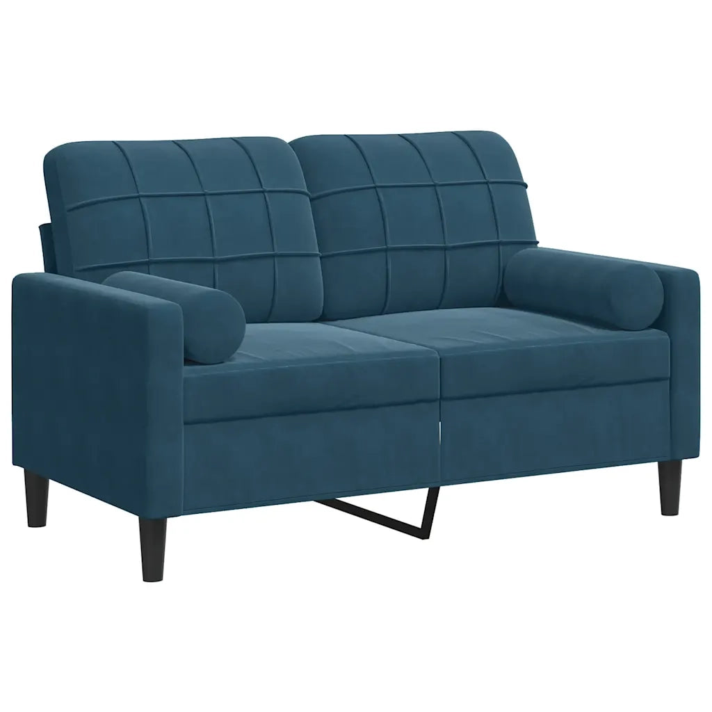 Divano a 2 Posti con Cuscini Blu 120 cm in Velluto 3278218
