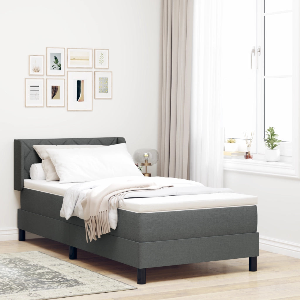 Letto Box Spring con Materasso Grigio Scuro 100x200 cm Tessuto