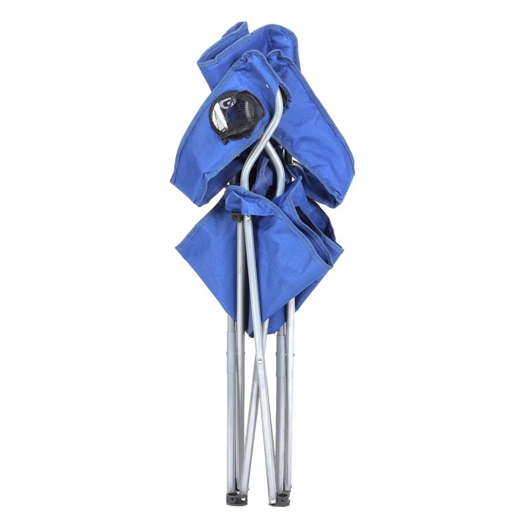 Set di 2 comode sedie pieghevoli pieghevoli con telaio robusto max. carico. 150 kg con portabottiglie sedia da esterno blu 12_0001548