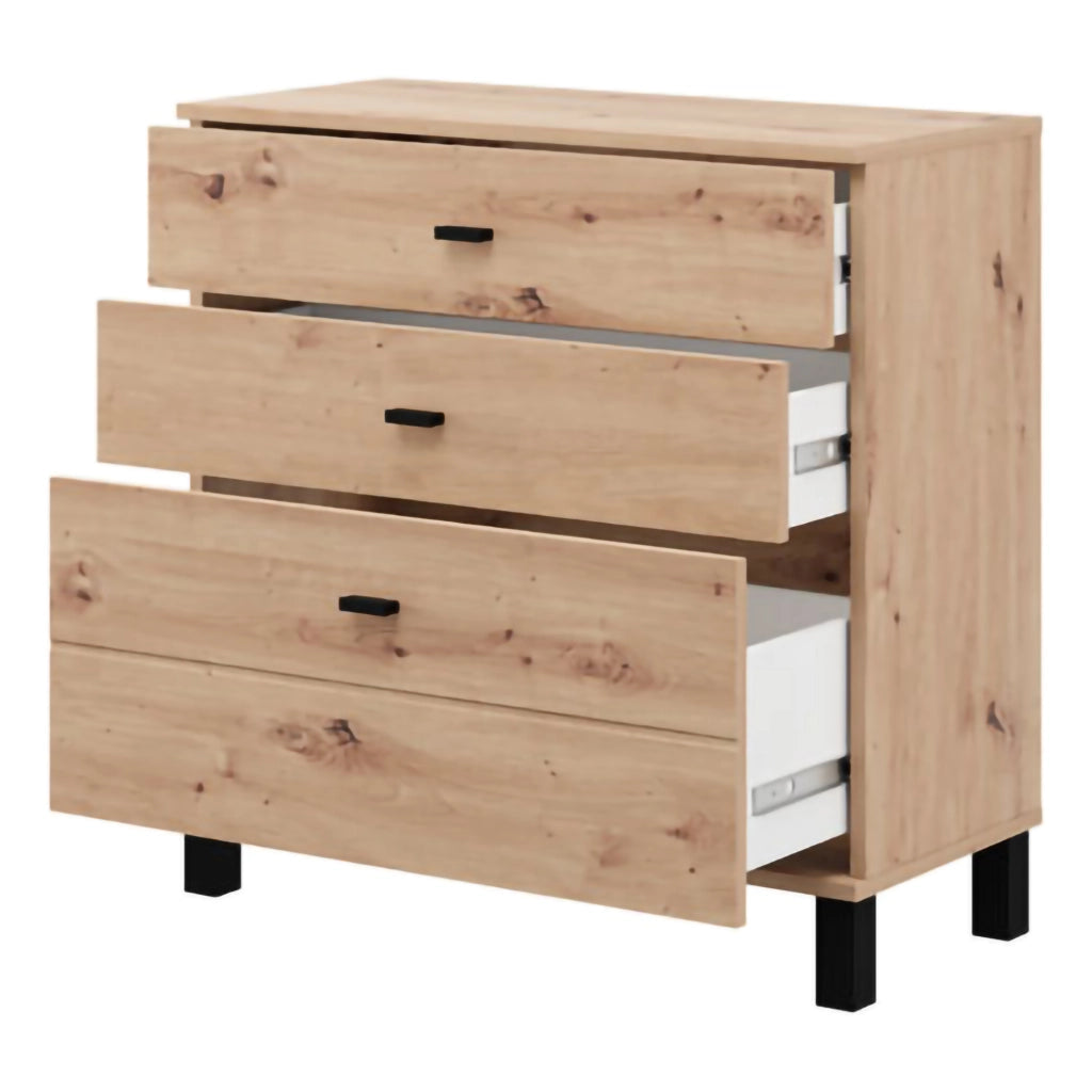 Madia Mindo, Credenza 3 Cassetti, 77x35x78h cm Marrone Rovere Nodi