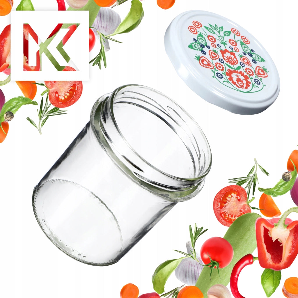 KADAX Avila barattoli di vetro 350ml 50pz 82mm + coperchi "Folklore"