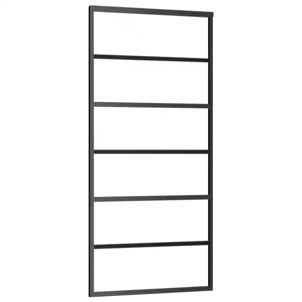 Porta Scorrevole in Vetro ESG e Alluminio 90x205 cm Nera 151015