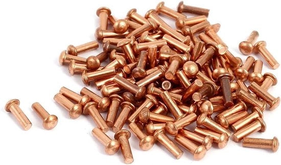 Otturatore a cacciavite per chiodi in rame a massa, cintura dorata - 100 pezzi - 2 mm x 6 mm - 7,5 mm di lunghezza