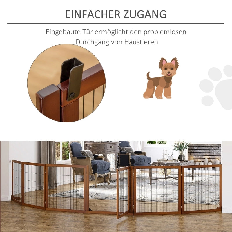 Cancelletto per cani pieghevole, in legno di pino, 432 x 36 x 70 cm, colore caff¨¨.
