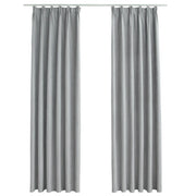Tende Oscuranti | Tende Blackout con Ganci 2 pz Grigie 140x245 cm