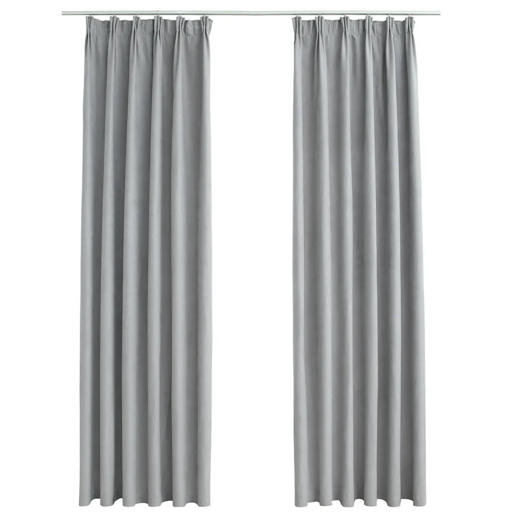 Tende Oscuranti | Tende Blackout con Ganci 2 pz Grigie 140x245 cm