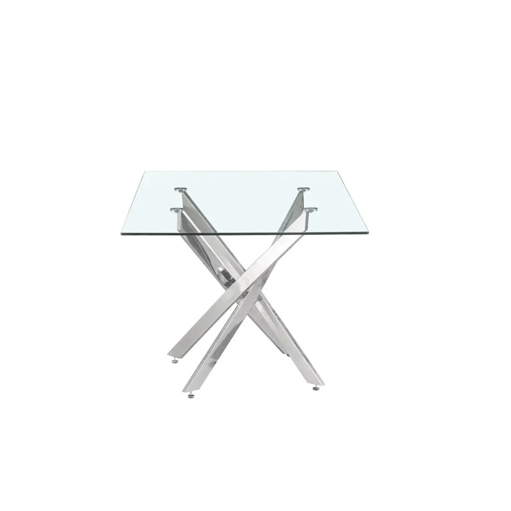 Tavolo da pranzo CRISTELIA – 160x90 cm – Piano in vetro – Gambe in metallo cromato – Design elegante e luminoso