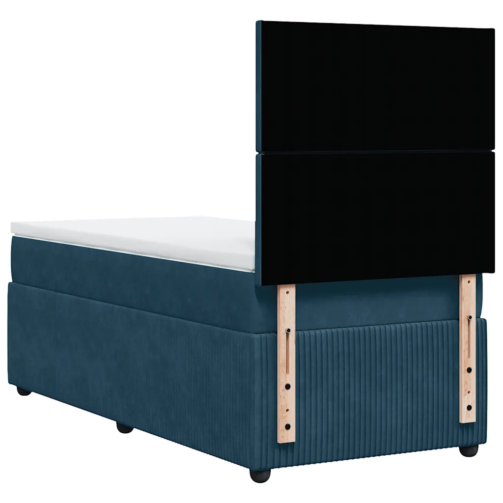 Giroletto a Molle con Materasso Blu 100x200 cm in Velluto