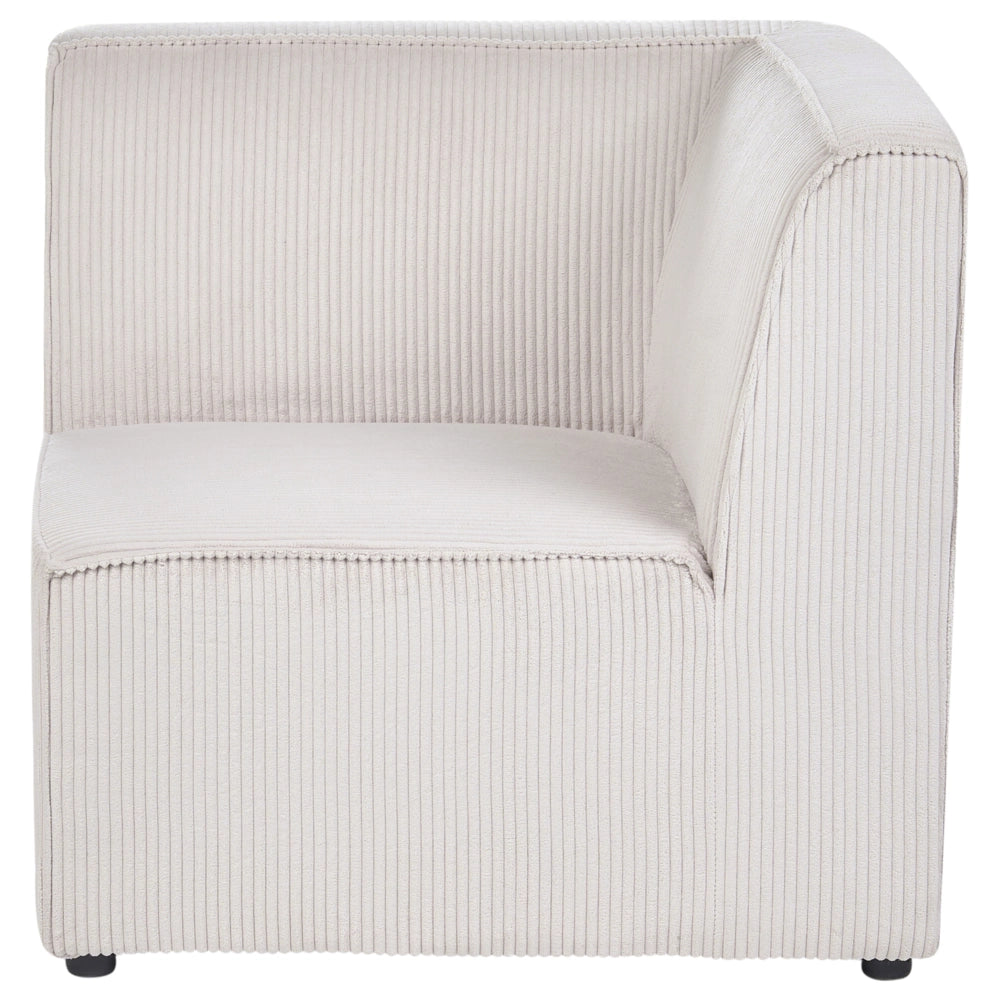 Modulo a un posto con angolo destro in velluto a coste beige stile moderno