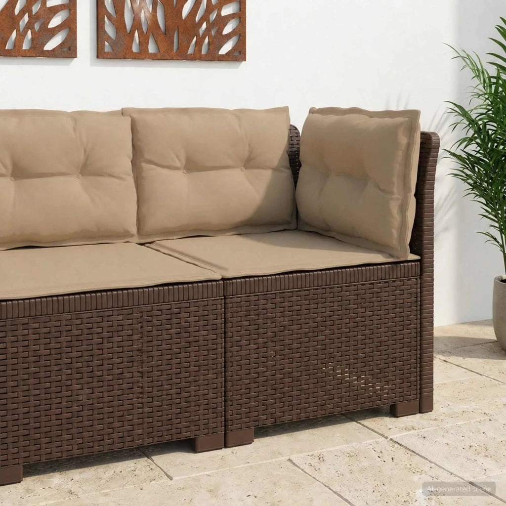 Divano da esterno-Divano da Giardino a 1 Posto con Cuscini Aspetto Rattan PP 119505