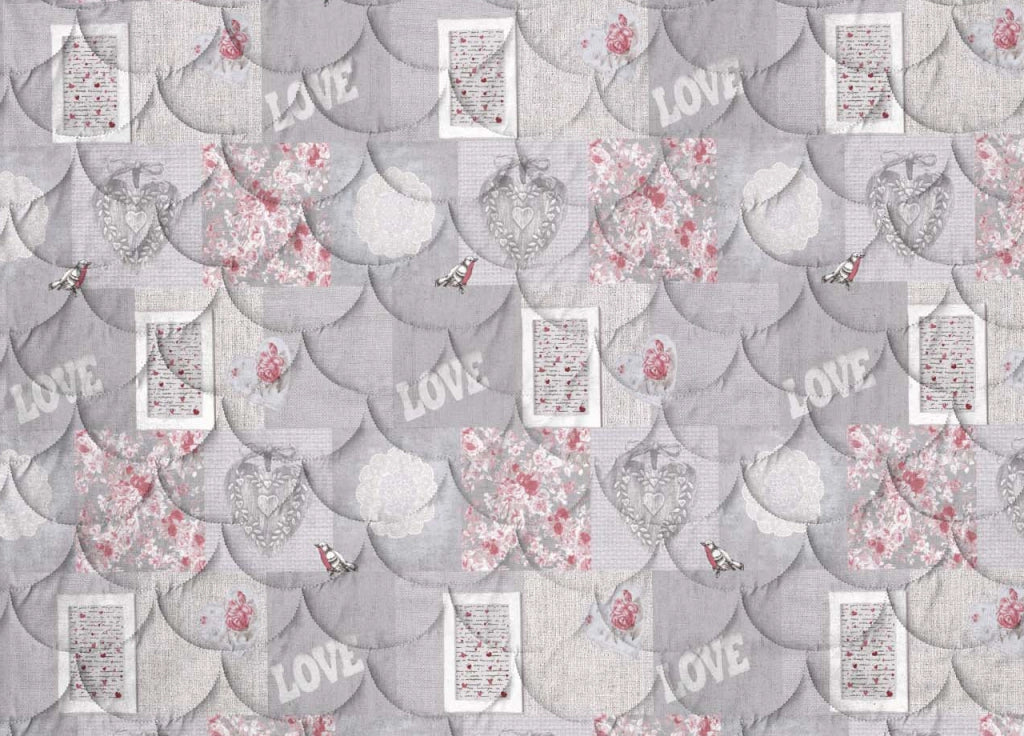 Trapunta Piumone Invernale Linea Pensieri Delicati Dis. Romantic Shabby Rosso - Singolo - Rosso