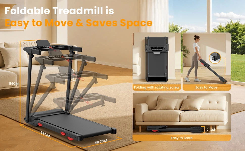 Tapis roulant pieghevole 3-in-1, inclinazione automatica fino al 15%, 3.0 HP, velocit¨¤ massima 12 km/h, controllo tramite Smart App