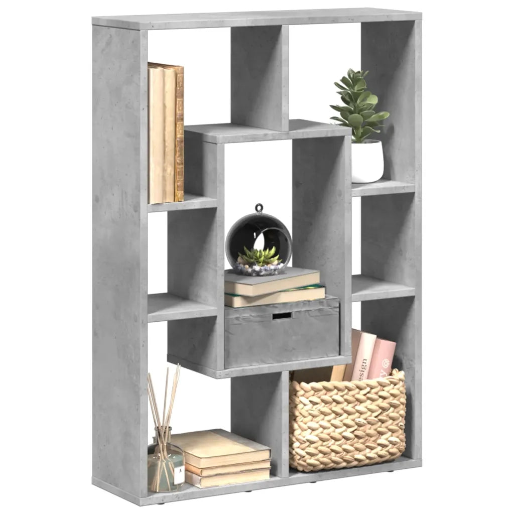 Libreria-Scaffale per Libri-Mobile di Stoccaggio Grigio Cemento 63x20x90 cm in Truciolato