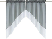 Set di tende a vetro bozzoli 2 pezzi piccole tende per finestra corda per tenda cortine a doppia lastra per cucina grigio BxH 90x100 cm (ogni pezzo)