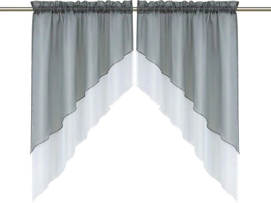 Set di tende a vetro bozzoli 2 pezzi piccole tende per finestra corda per tenda cortine a doppia lastra per cucina grigio BxH 90x100 cm (ogni pezzo)