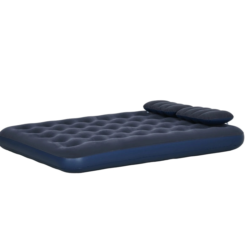 Letto gonfiabile blu con pompa manuale e 2 cuscini 203 x 152 x 22 cm