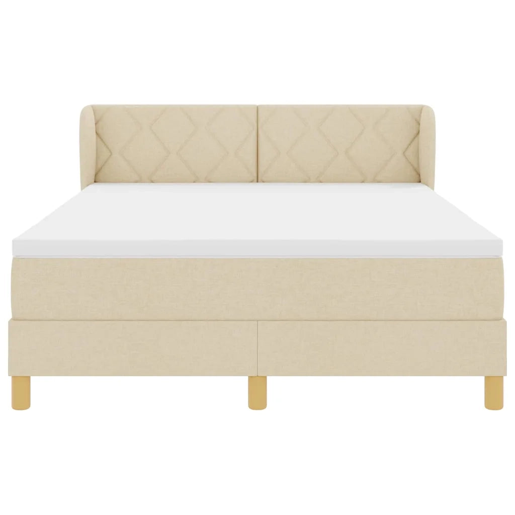Letto a molle con materasso Crema 160 x 200 cm Tessuto 3340288