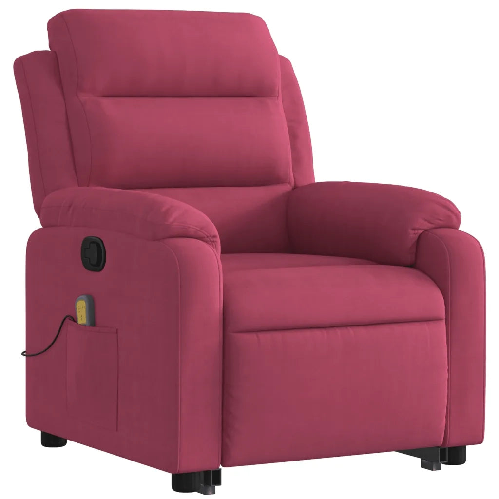 Poltrona Alzapersona Massaggio Reclinabile Rosso Vino Vellutocod mxl 84897