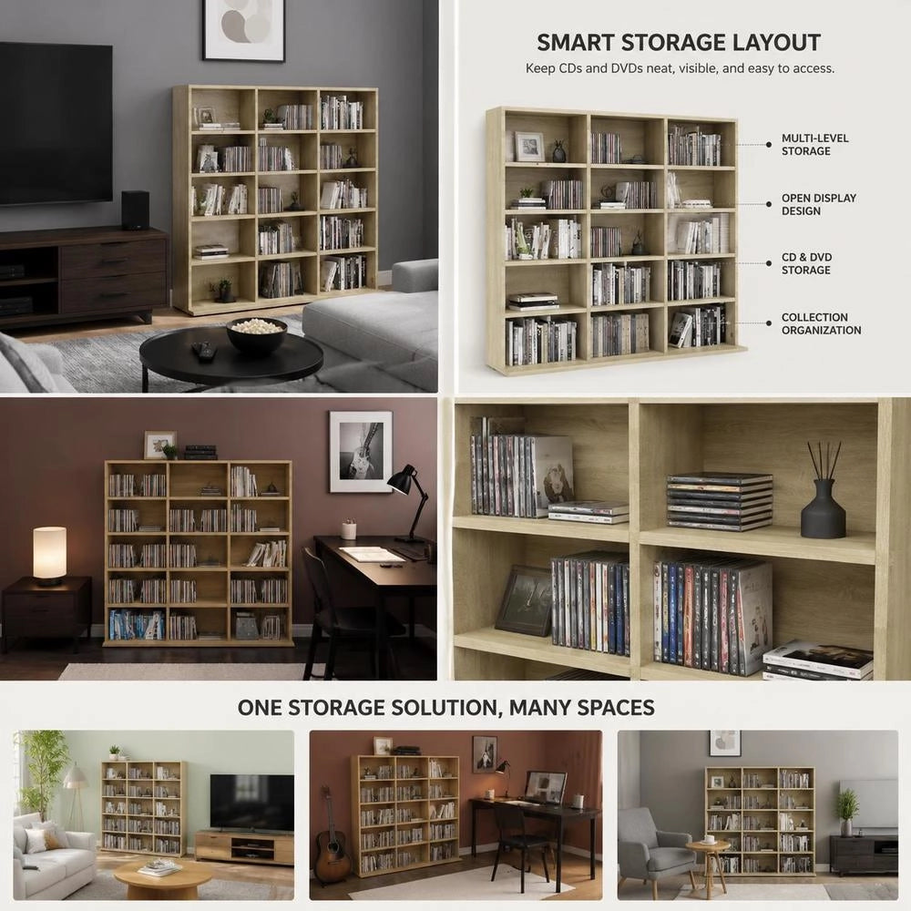 CD Rack Sonoma Oak 100x23x89.5 Cm Wood Composite