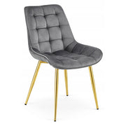 Sedia Bera in Velluto Grigio Antracite con Gambe Oro
