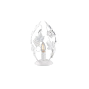 Lumetto Shabby Edera 1 Luce Ferro Battuto Bianco Con Foglie E Cristalli