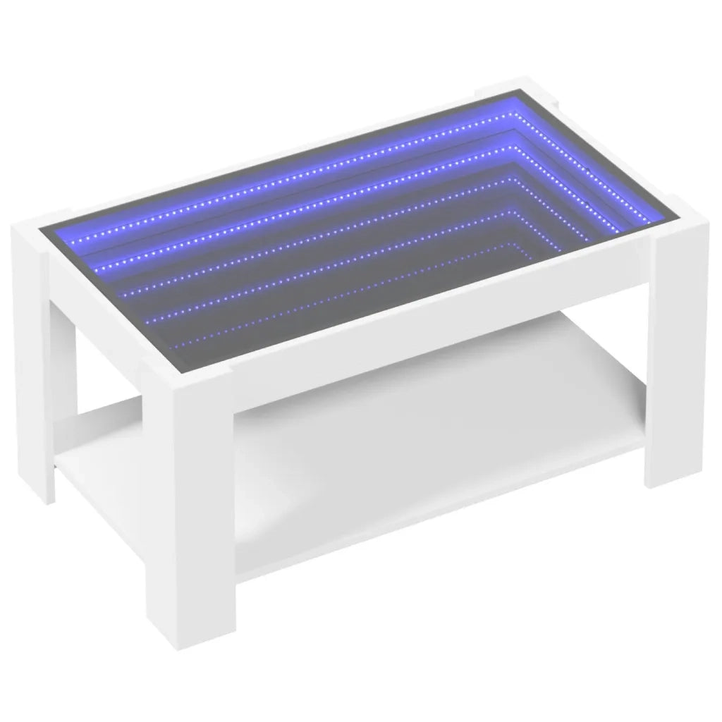 Tavolino salotto | Tavolino da caff¨¨ | Tavolino da Soggiorno con LED Bianco 93x53x45 cm Legno Multistrato
