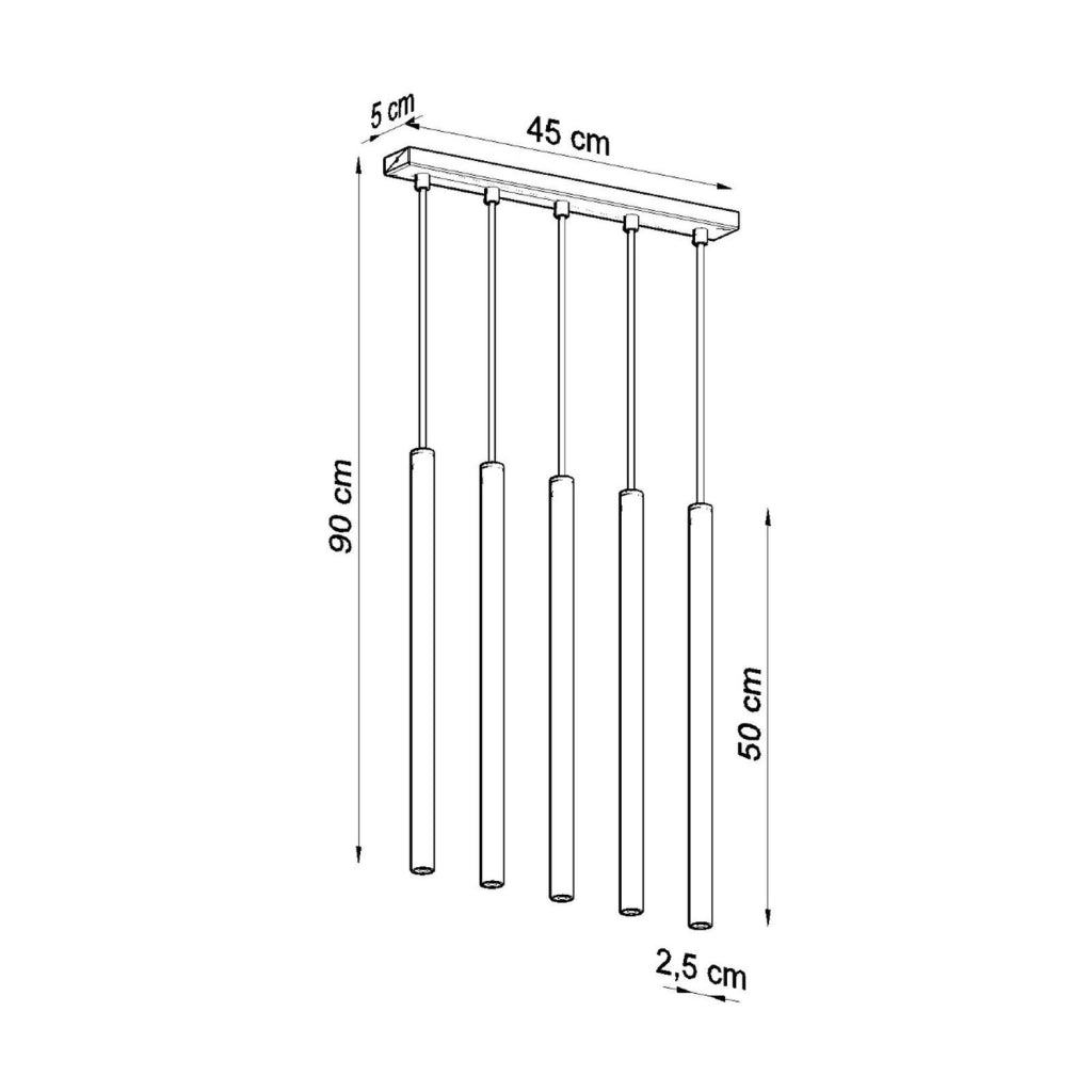 Lampadario Velino 5 luci nero in metallo Pure Lume PU.0472