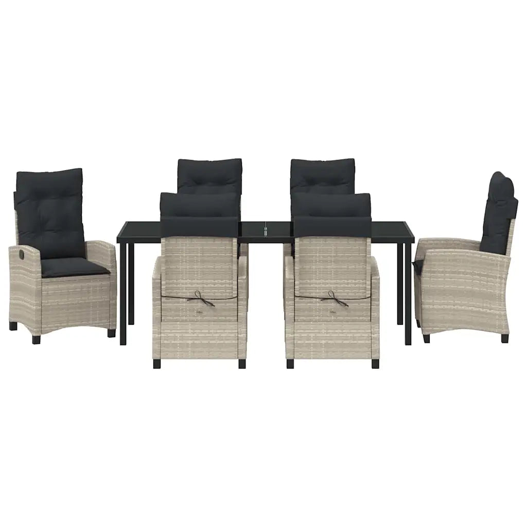 Set da Pranzo per Giardino 7 pcs Grigio chiaro polyrattan 3380412